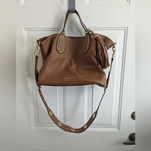 Michael Kors Tan Leather Brooklyn Bag with Gold Details